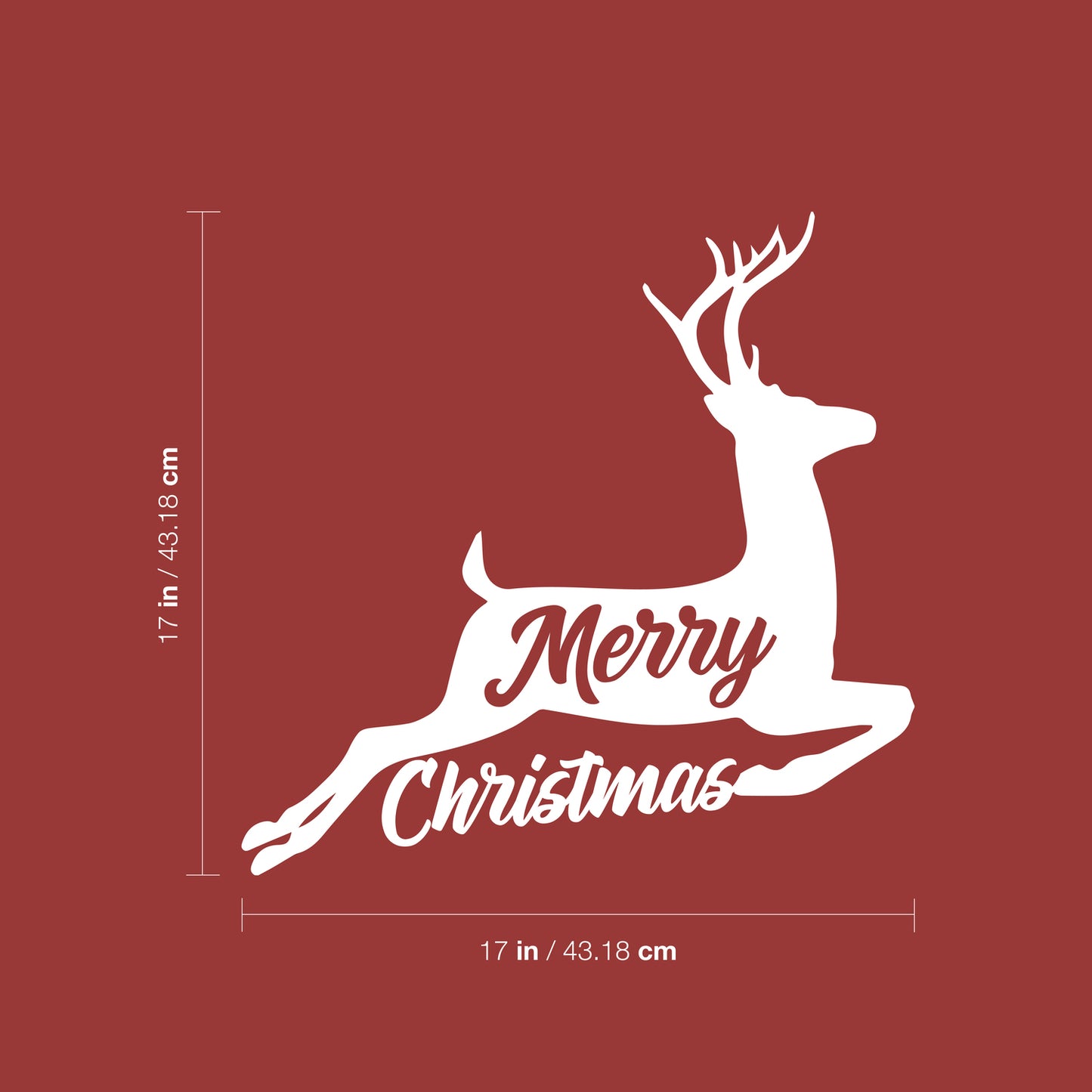 Vinyl Wall Art Decal - Merry Christmas Deer - 17" x 17" - Lovely Cool Inspirational Fun Holyday Design Sticker for Home Bedroom Living Room Windows Doors Coffee Shop Office Decor