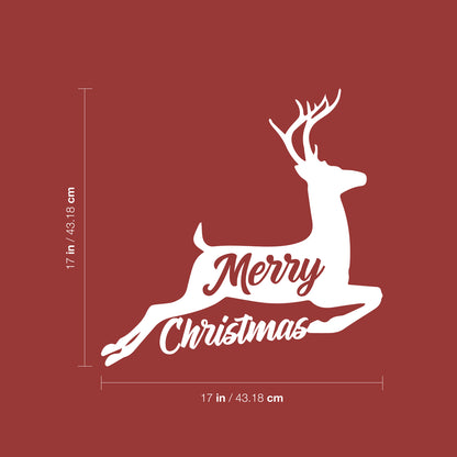 Vinyl Wall Art Decal - Merry Christmas Deer - 17" x 17" - Lovely Cool Inspirational Fun Holyday Design Sticker for Home Bedroom Living Room Windows Doors Coffee Shop Office Decor