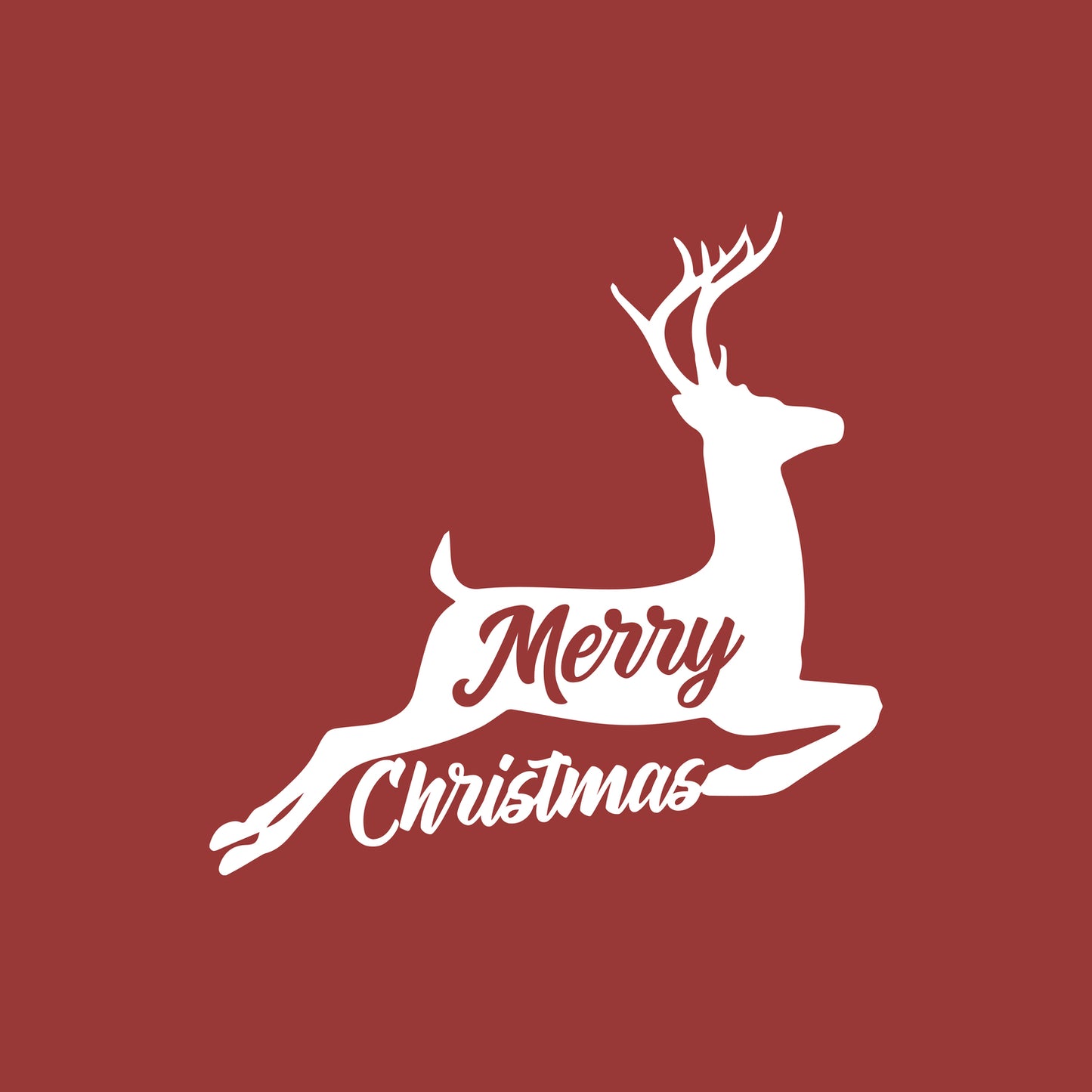 Vinyl Wall Art Decal - Merry Christmas Deer - 17" x 17" - Lovely Cool Inspirational Fun Holyday Design Sticker for Home Bedroom Living Room Windows Doors Coffee Shop Office Decor