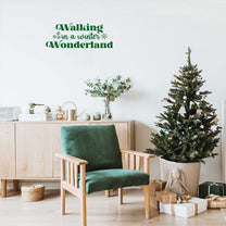 Vinyl Wall Art Decal - Walking in A Winter Wonderland - 10.5" x 28" - Inspirational Lovely Christmas Quote Sticker for Home Bedroom Living Room Windows Doors Coffee Shop Office Decor