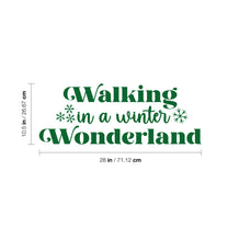 Vinyl Wall Art Decal - Walking in A Winter Wonderland - 10.5" x 28" - Inspirational Lovely Christmas Quote Sticker for Home Bedroom Living Room Windows Doors Coffee Shop Office Decor