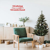 Vinyl Wall Art Decal - Walking in A Winter Wonderland - 10.5" x 28" - Inspirational Lovely Christmas Quote Sticker for Home Bedroom Living Room Windows Doors Coffee Shop Office Decor