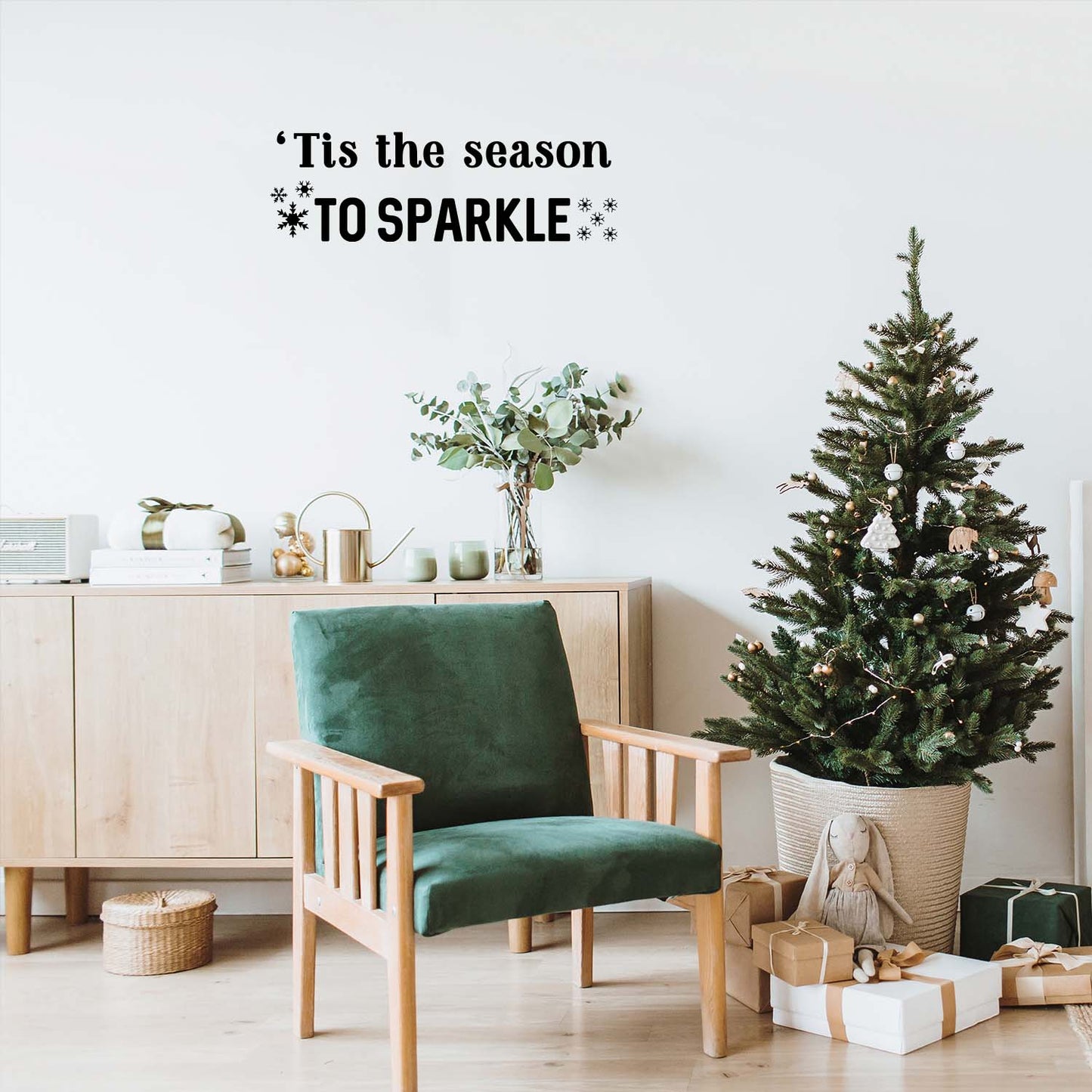 Vinyl Wall Art Decal - 'Tis The Season to Sparkle - 9" x 28" - Inspiring Fun Lovely Christmas Quote Sticker for Home Bedroom Living Room Windows Coffee Shop Office Holiday Decor