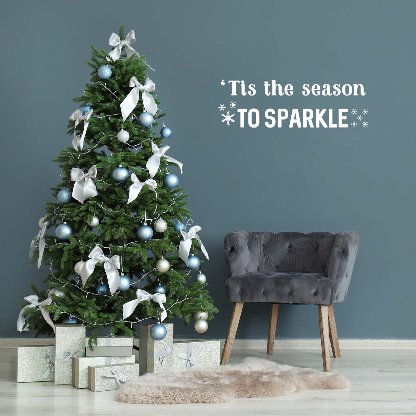 Vinyl Wall Art Decal - 'Tis The Season to Sparkle - 9" x 28" - Inspiring Fun Lovely Christmas Quote Sticker for Home Bedroom Living Room Windows Coffee Shop Office Holiday Decor