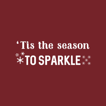 Vinyl Wall Art Decal - 'Tis The Season to Sparkle - 9" x 28" - Inspiring Fun Lovely Christmas Quote Sticker for Home Bedroom Living Room Windows Coffee Shop Office Holiday Decor