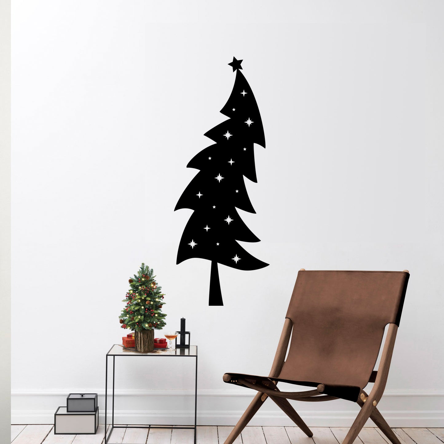 Vinyl Wall Art Decal - Christmas Tree - 44.5" x 17" - Seasonal Shape Cute Holiday Sticker for Home Dining Living Room Store Window Door Shop Decor