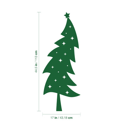 Vinyl Wall Art Decal - Christmas Tree - 44.5" x 17" - Seasonal Shape Cute Holiday Sticker for Home Dining Living Room Store Window Door Shop Decor