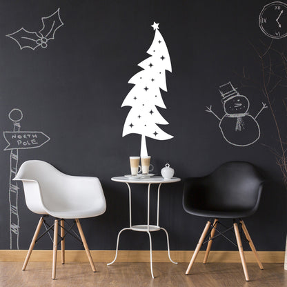 Vinyl Wall Art Decal - Christmas Tree - 44.5" x 17" - Seasonal Shape Cute Holiday Sticker for Home Dining Living Room Store Window Door Shop Decor