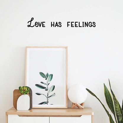 Vinyl Wall Art Decal - Love Has Feelings - 12" x 25" - Modern Inspirational Quote Sticker for Couples Home Office Boyfriend Girlfriend Bedroom Valentine Decor