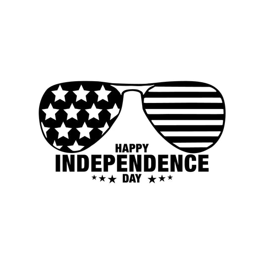 Vinyl Wall Art Decal - Happy Independence Day - 25" x 14" - 4th of July USA America Celebration Quote Sticker for Home Work Office Window Store Living Room Shopfront Decor