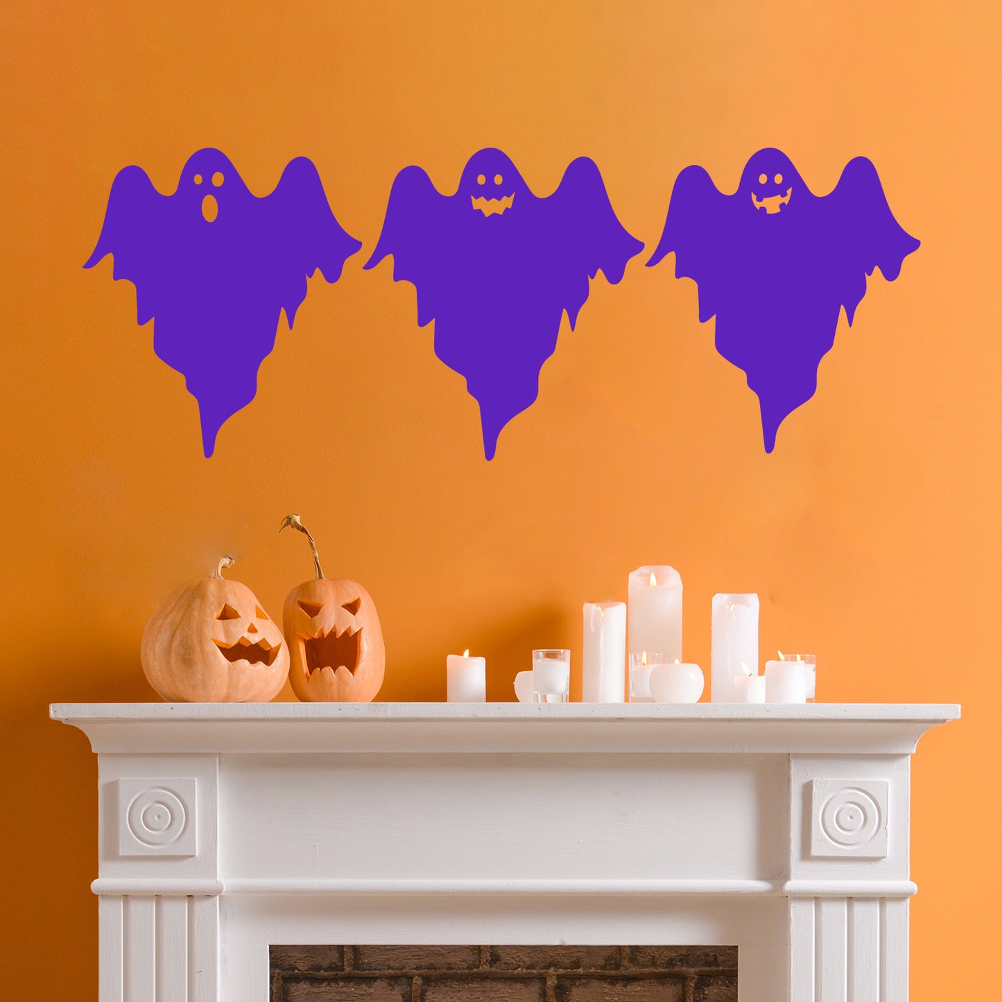 Vinyl Wall Art Decal - Ghost Trio - 19" x 21" Each -Seasonal Movie Props Trendy Funny Halloween Sticker for School Classroom Entryway Living Room Storefront Coffee Shop Spooky Decor