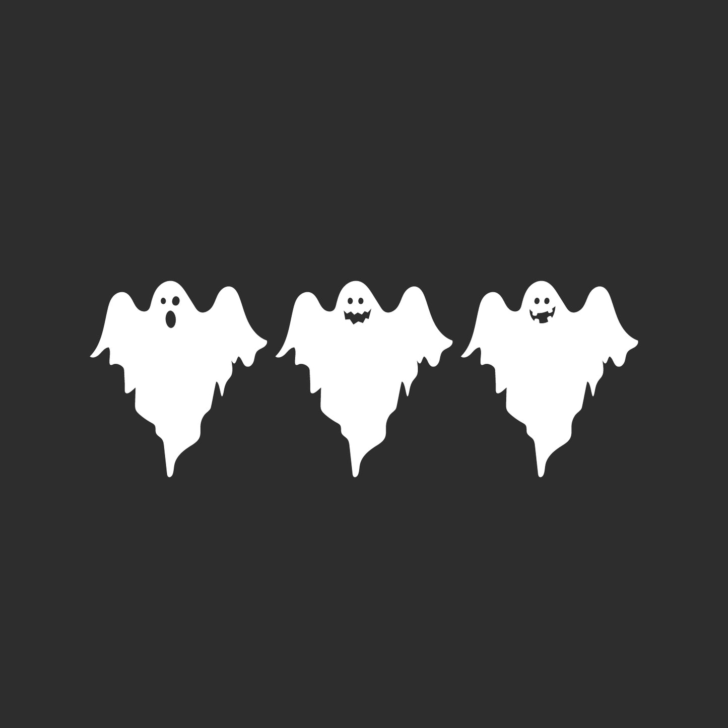 Vinyl Wall Art Decal - Ghost Trio - 19" x 21" Each -Seasonal Movie Props Trendy Funny Halloween Sticker for School Classroom Entryway Living Room Storefront Coffee Shop Spooky Decor