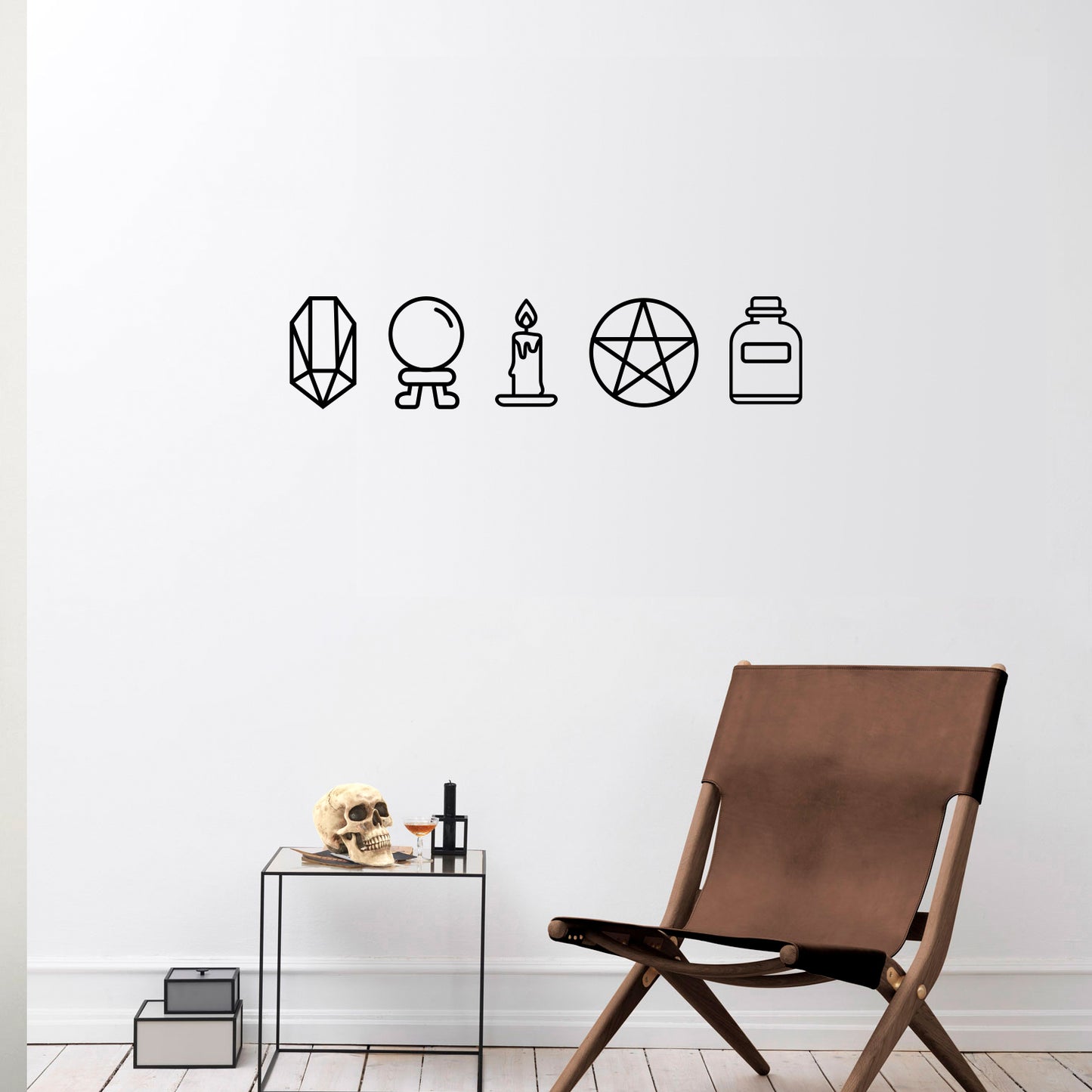 Vinyl Wall Art Decal - Mystic Objects - 8" x 36" - Trendy Cool Fun Halloween Design Sticker for Home Bedroom Family Room Windows Doors Storefront Coffee Shop Office Spooky Decor