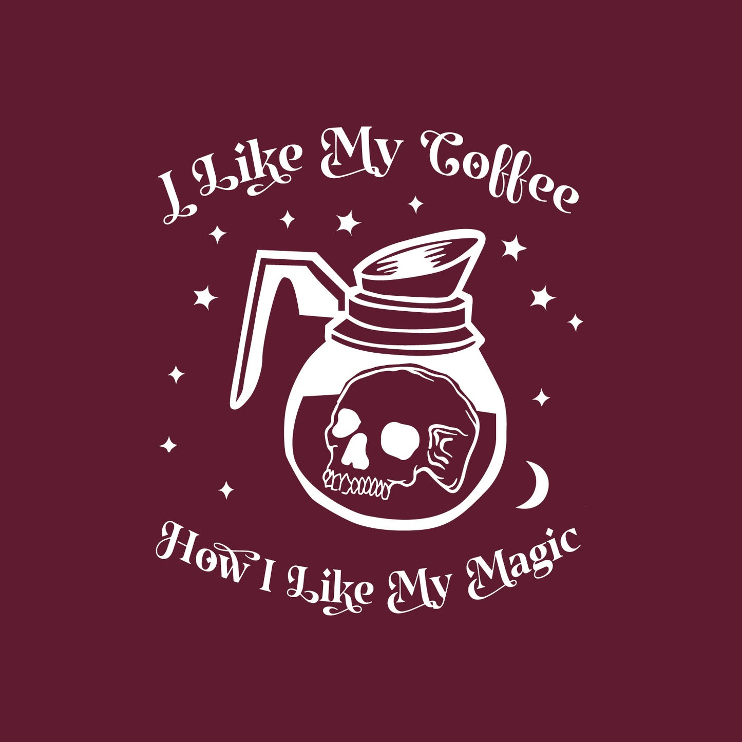 Vinyl Wall Art Decal - I Like My Coffee How I Like My Magic - 25" x 22" - Modern Halloween Quote Glass Carafe Skull Design Sticker for Home Office Kitchenette Spooky Decor