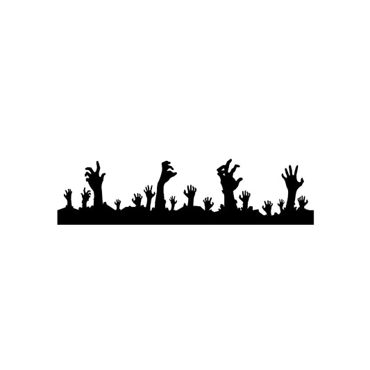 Vinyl Wall Art Decal - Zombie Hands Graveyard - 9" x 35" - Trendy Spooky Cool Halloween Season Design Sticker for Home Living Room Windows Entry Doors Storefront Coffee Shop School Decor