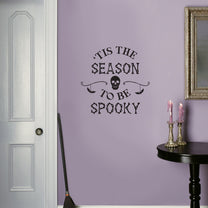 Vinyl Wall Art Decal - Tis This Season to Be Spooky - 20" x 20" - Skull Design Seasonal Halloween Quote Sticker for Entryway Storefront Office Living Room Scary Spooky Decor