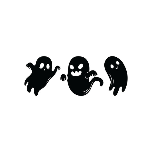 Vinyl Wall Art Decal - Ghost - 33" x 13" - Seasonal Cute Shape Horror Sticker for Entryway Storefront Office Living Room Window School Classroom Scary Spooky Decor