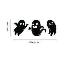 Vinyl Wall Art Decal - Ghost - 33" x 13" - Seasonal Cute Shape Horror Sticker for Entryway Storefront Office Living Room Window School Classroom Scary Spooky Decor