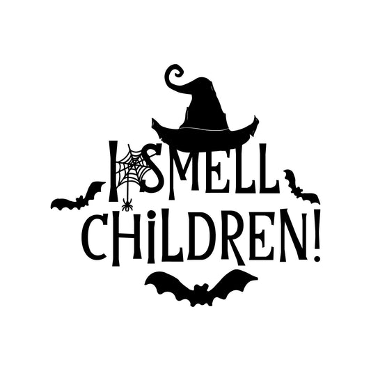 Vinyl Wall Art Decal - I Smell Children! - 18" x 20" - Trendy Funny Halloween Witch Hat Design Sticker for Home Living Room Windows Doors Storefront Office Coffee Shop Spooky Decor