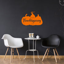 Vinyl Wall Art Decal - Happy Thanksgiving Day - 16.5" x 24.5" - Cute Grateful Inspirational Inspirational Thanksgiving Season Quote Sticker for Home Entry Door Dining Room Office Storefront Decor