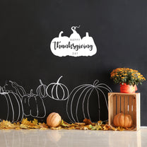 Vinyl Wall Art Decal - Happy Thanksgiving Day - 16.5" x 24.5" - Cute Grateful Inspirational Inspirational Thanksgiving Season Quote Sticker for Home Entry Door Dining Room Office Storefront Decor