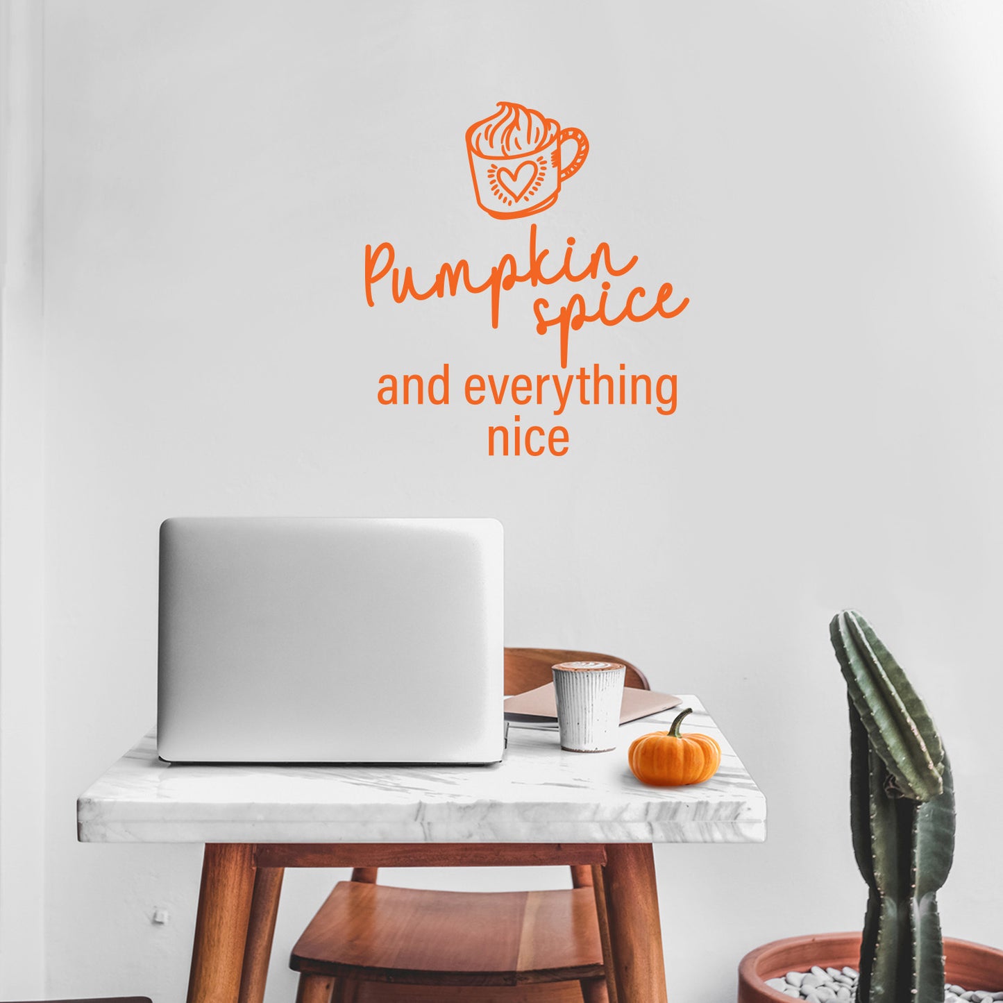 Vinyl Wall Art Decal - Pumpkin Spice and Everything Nice - 16.5" x 15" - Grateful Inspirational Thanksgiving Season Quote Sticker for Home Entry Door Dining Room Storefront Decor