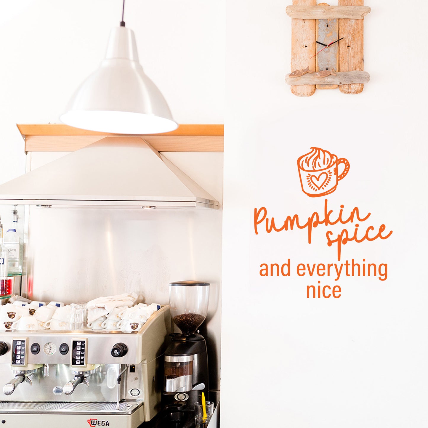 Vinyl Wall Art Decal - Pumpkin Spice and Everything Nice - 16.5" x 15" - Grateful Inspirational Thanksgiving Season Quote Sticker for Home Entry Door Dining Room Storefront Decor