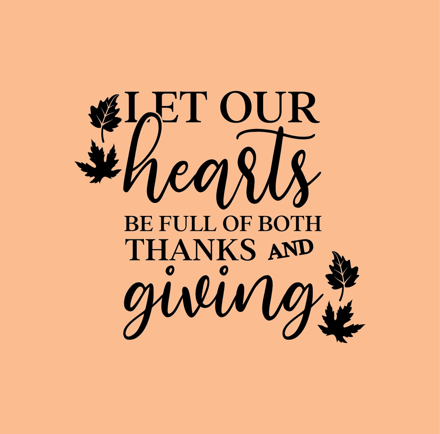 Vinyl Wall Art Decal - Let Our Hearts Be Full of Both Thanks and Giving - 17" x 20" - Trendy Lovely Thanksgiving Season Sticker for Home Family Room Kitchen Coffee Shop Storefront Decor