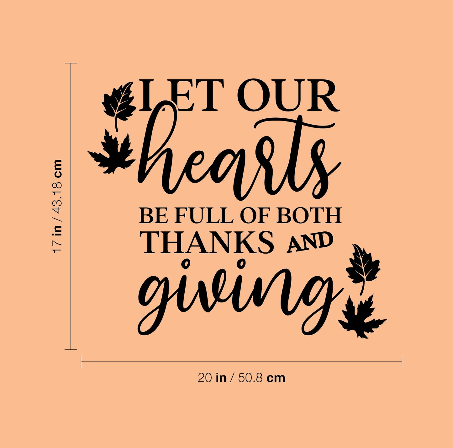 Vinyl Wall Art Decal - Let Our Hearts Be Full of Both Thanks and Giving - 17" x 20" - Trendy Lovely Thanksgiving Season Sticker for Home Family Room Kitchen Coffee Shop Storefront Decor