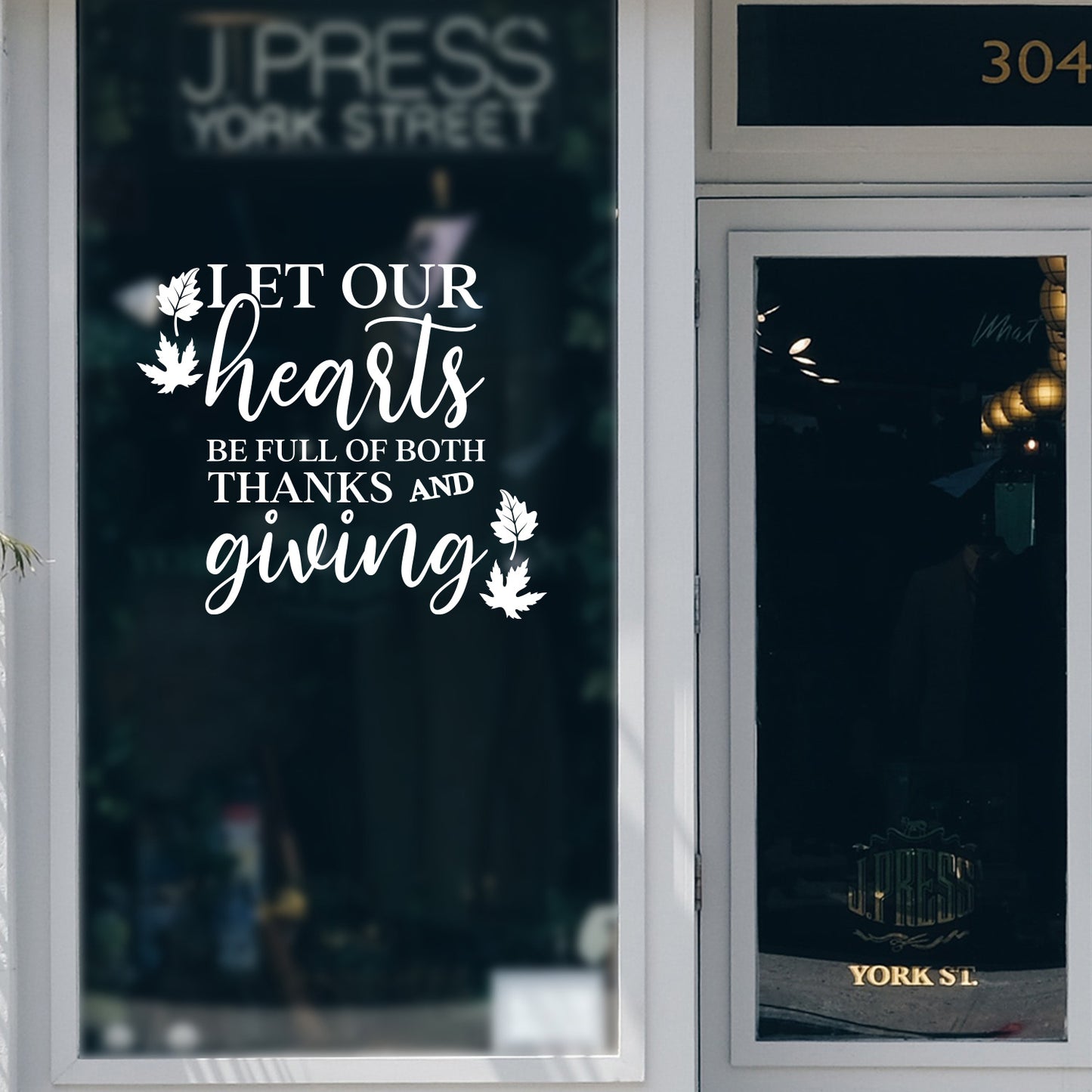 Vinyl Wall Art Decal - Let Our Hearts Be Full of Both Thanks and Giving - 17" x 20" - Trendy Lovely Thanksgiving Season Sticker for Home Family Room Kitchen Coffee Shop Storefront Decor