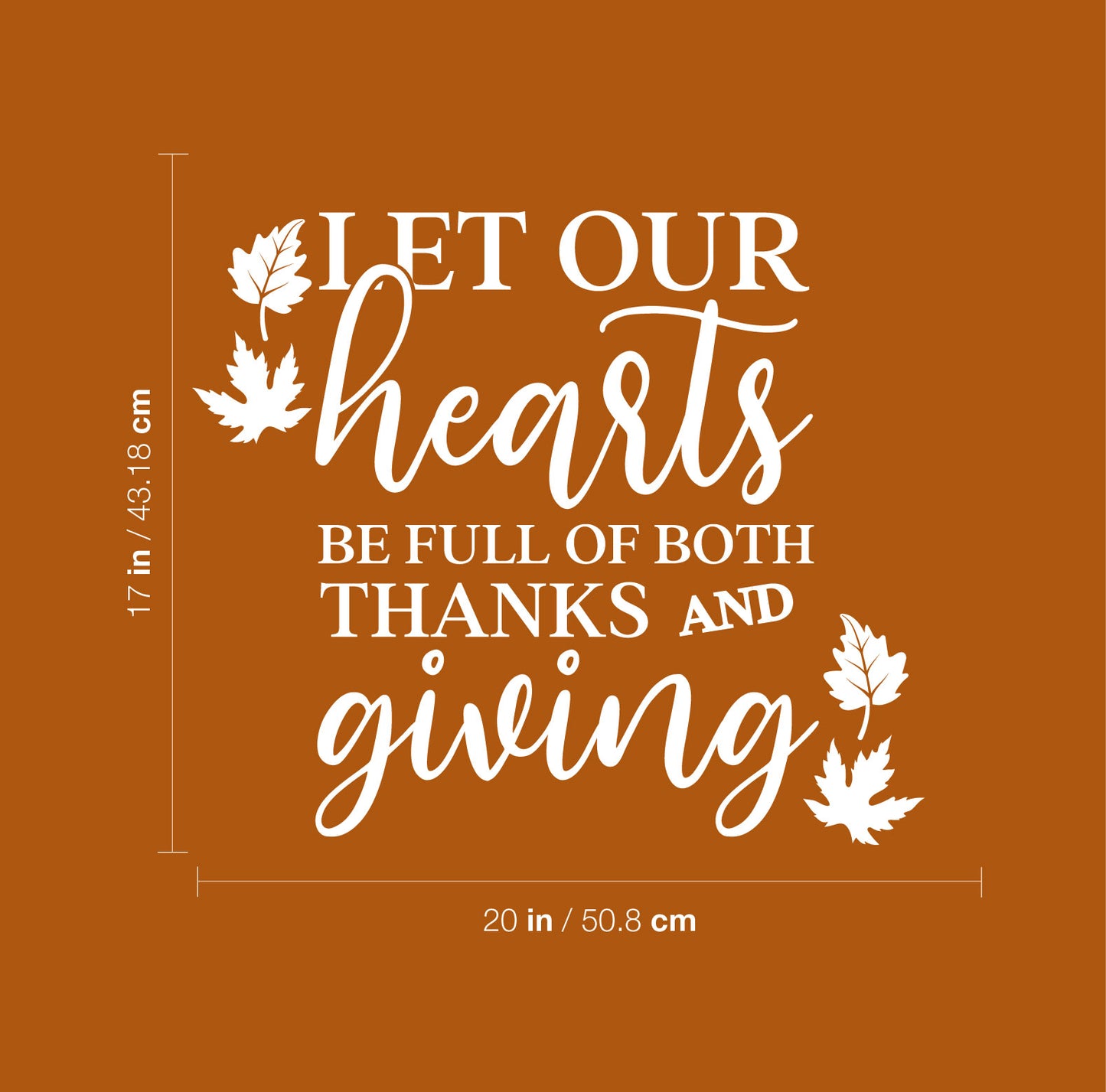 Vinyl Wall Art Decal - Let Our Hearts Be Full of Both Thanks and Giving - 17" x 20" - Trendy Lovely Thanksgiving Season Sticker for Home Family Room Kitchen Coffee Shop Storefront Decor