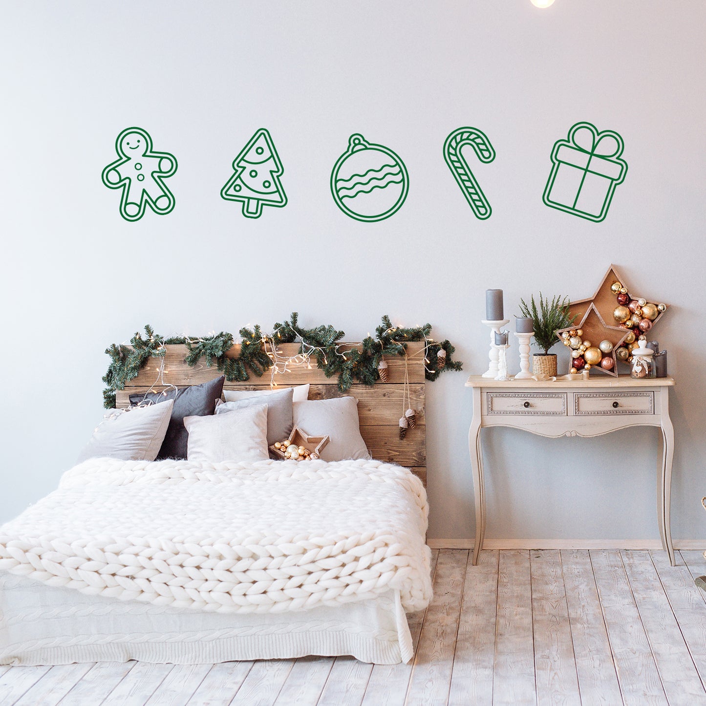 Vinyl Wall Art Decal - Hanging Christmas Ornaments - 60.5" x 15" - Holiday Season Trendy Seasonal Sticker for Home School Living Room Work Office Classroom Door Store Window Decor