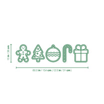 Vinyl Wall Art Decal - Hanging Christmas Ornaments - 60.5" x 15" - Holiday Season Trendy Seasonal Sticker for Home School Living Room Work Office Classroom Door Store Window Decor