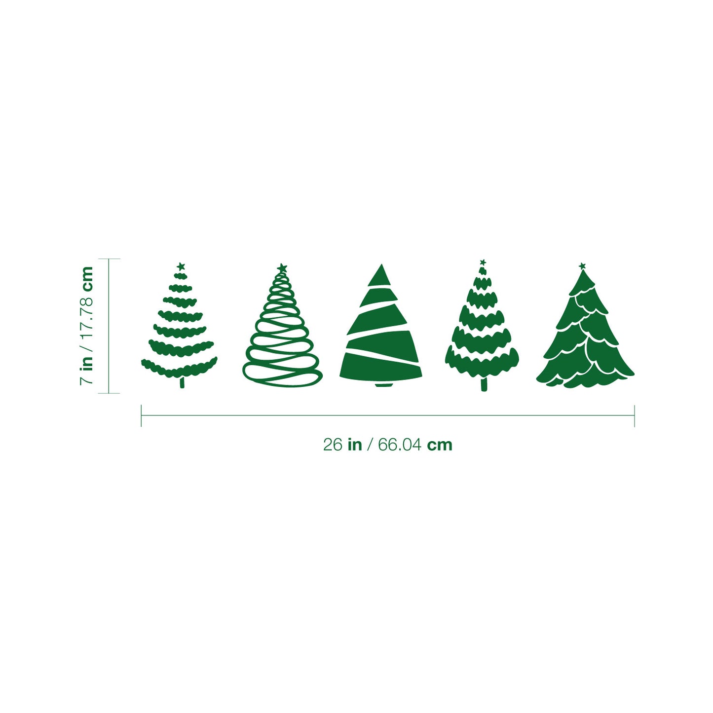 Vinyl Wall Art Decal - Christmas Trees - 26" x 7" - Seasonal Sticker for Home School Living Room Work Office Classroom Door Store Window Holiday Season Decor