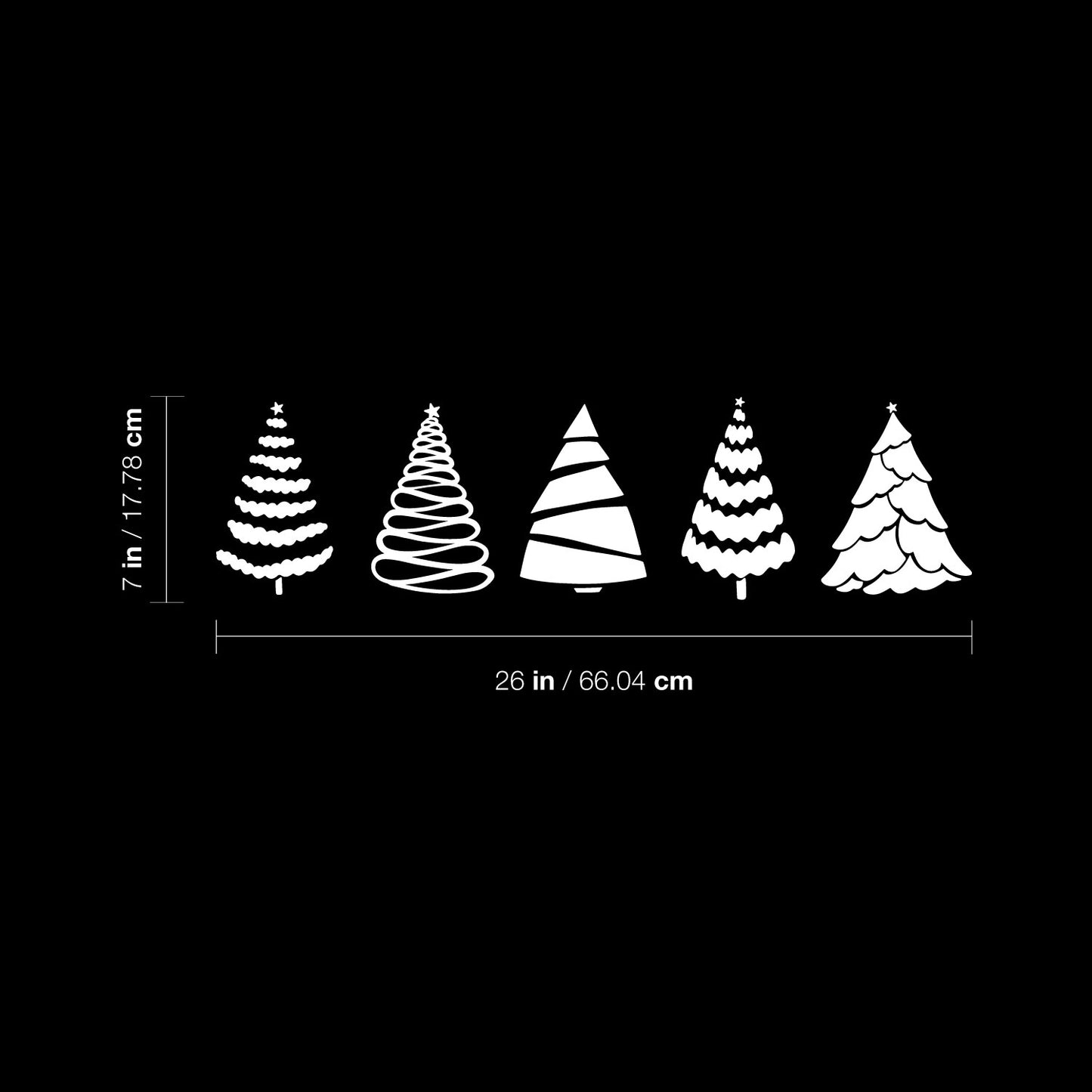 Vinyl Wall Art Decal - Christmas Trees - 26" x 7" - Seasonal Sticker for Home School Living Room Work Office Classroom Door Store Window Holiday Season Decor