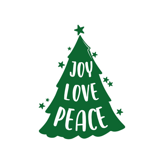 Joy Love Peace - Holiday Christmas Decor Seasonal Wall Art Quote Sticker Vinyl Decal for Home School Living Room Work Office Classroom Store