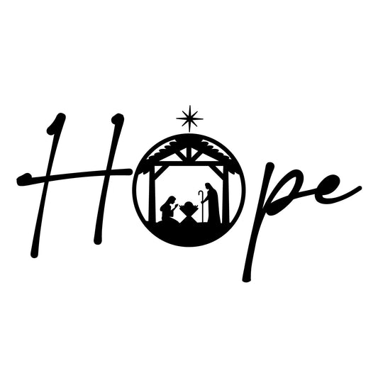 Vinyl Wall Art Decal - Hope - 7" x 14" - Inspirational Lovely Christmas Nativity Scene Design Sticker for Home Family Room Entry Door Windows Coffee Shop Storefront Holiday Decor