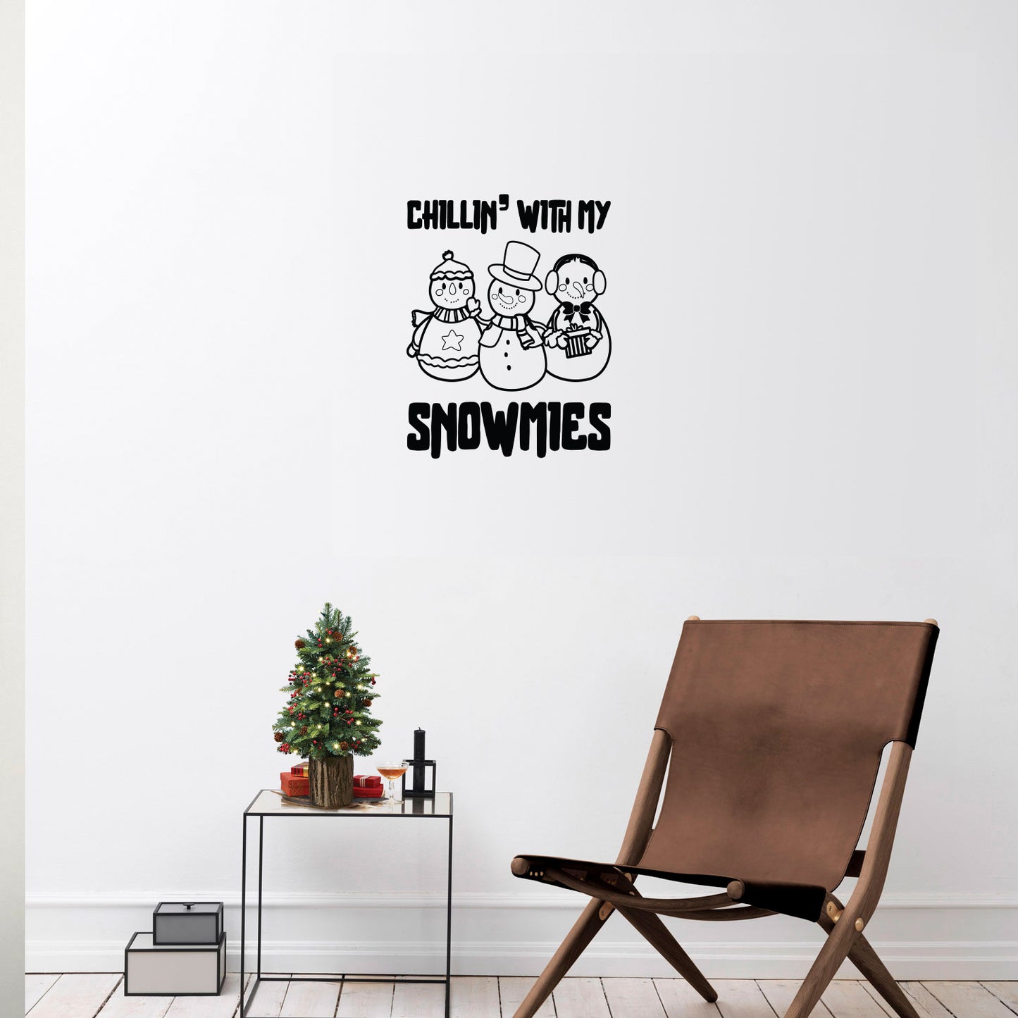 Vinyl Wall Art Decal - Chillin' with My Snowmies - 20" x 17" - Holiday Christmas Season Trendy Seasonal Quote Sticker for Family Home School Kids Room Living Room Door Decor