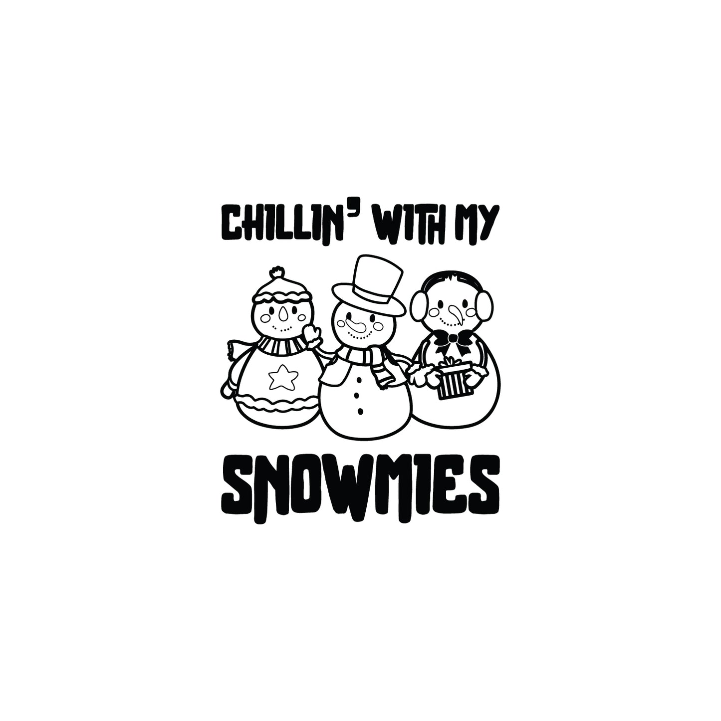 Vinyl Wall Art Decal - Chillin' with My Snowmies - 20" x 17" - Holiday Christmas Season Trendy Seasonal Quote Sticker for Family Home School Kids Room Living Room Door Decor