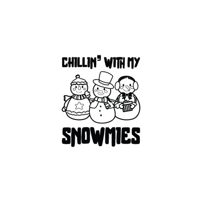 Vinyl Wall Art Decal - Chillin' with My Snowmies - 20" x 17" - Holiday Christmas Season Trendy Seasonal Quote Sticker for Family Home School Kids Room Living Room Door Decor