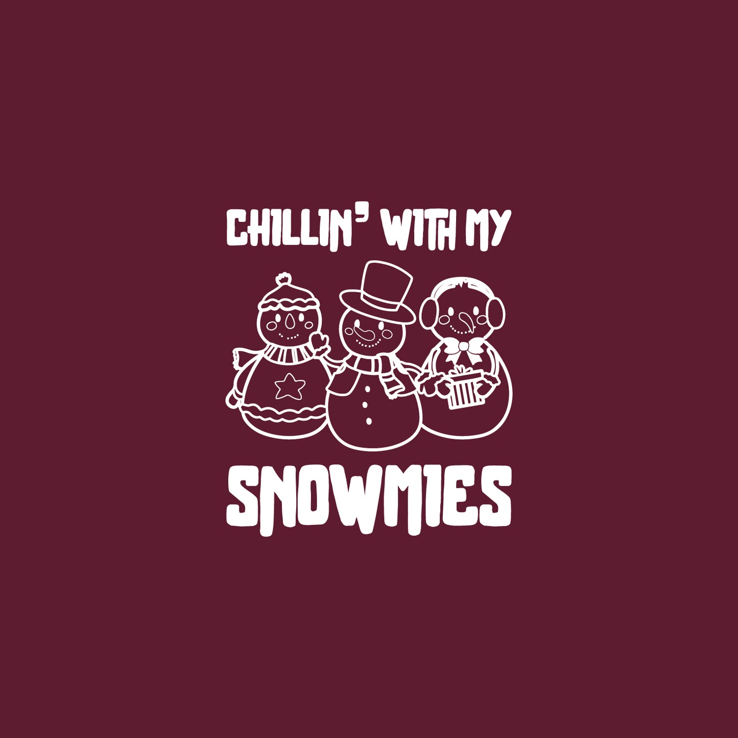 Vinyl Wall Art Decal - Chillin' with My Snowmies - 20" x 17" - Holiday Christmas Season Trendy Seasonal Quote Sticker for Family Home School Kids Room Living Room Door Decor