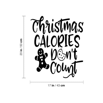 Vinyl Wall Art Decal - Christmas Calories Don't Count - 20" x 17" - Lovely Funny Christmas Season Quote Sticker for Home Kitchen Dining Room Restaurant Coffee Shop Storefront Holiday Decor