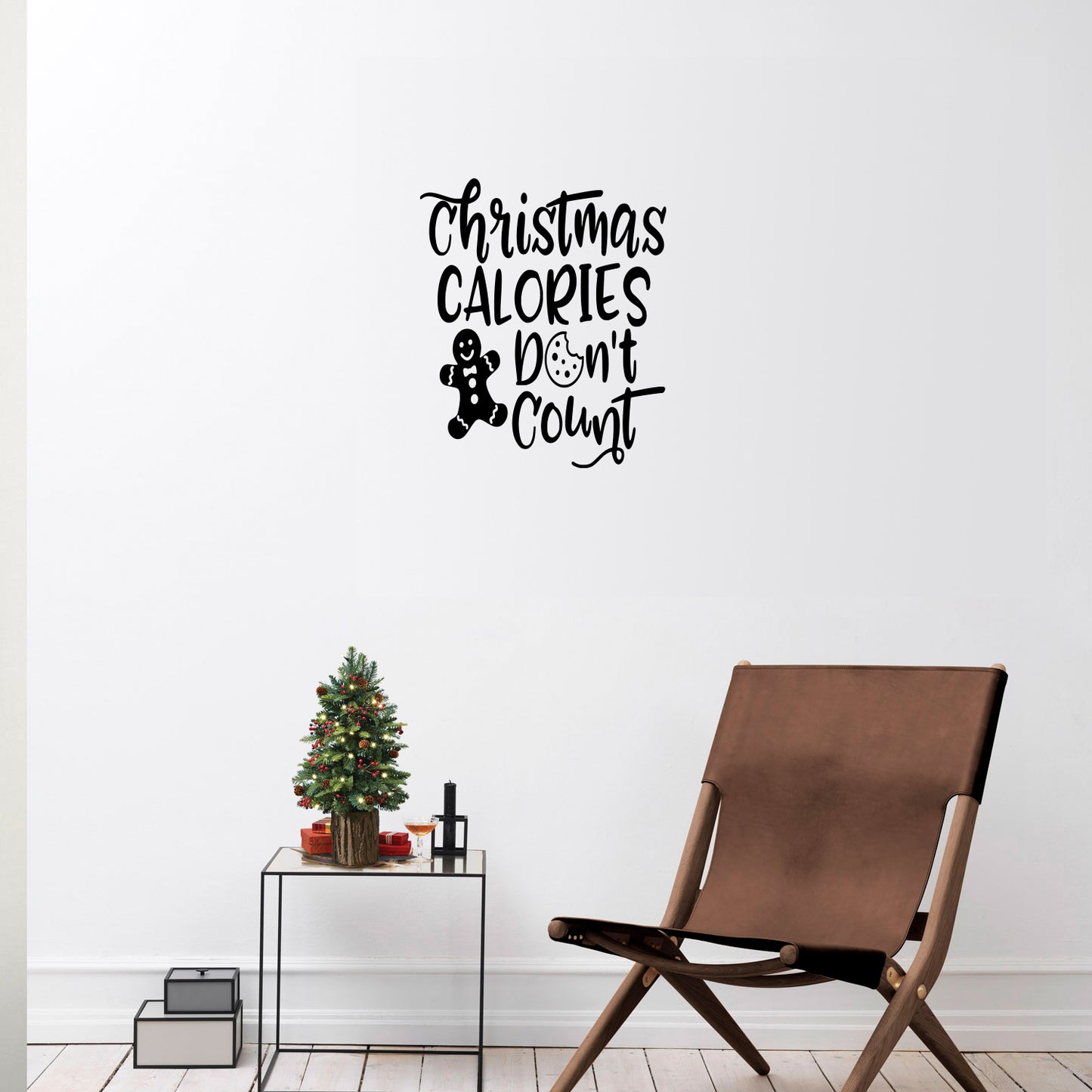 Vinyl Wall Art Decal - Christmas Calories Don't Count - 20" x 17" - Lovely Funny Christmas Season Quote Sticker for Home Kitchen Dining Room Restaurant Coffee Shop Storefront Holiday Decor