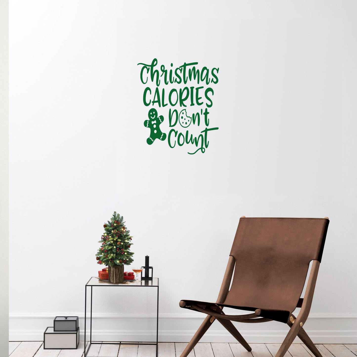 Vinyl Wall Art Decal - Christmas Calories Don't Count - 20" x 17" - Lovely Funny Christmas Season Quote Sticker for Home Kitchen Dining Room Restaurant Coffee Shop Storefront Holiday Decor