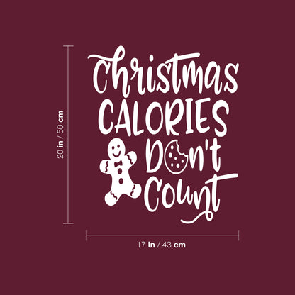 Vinyl Wall Art Decal - Christmas Calories Don't Count - 20" x 17" - Lovely Funny Christmas Season Quote Sticker for Home Kitchen Dining Room Restaurant Coffee Shop Storefront Holiday Decor