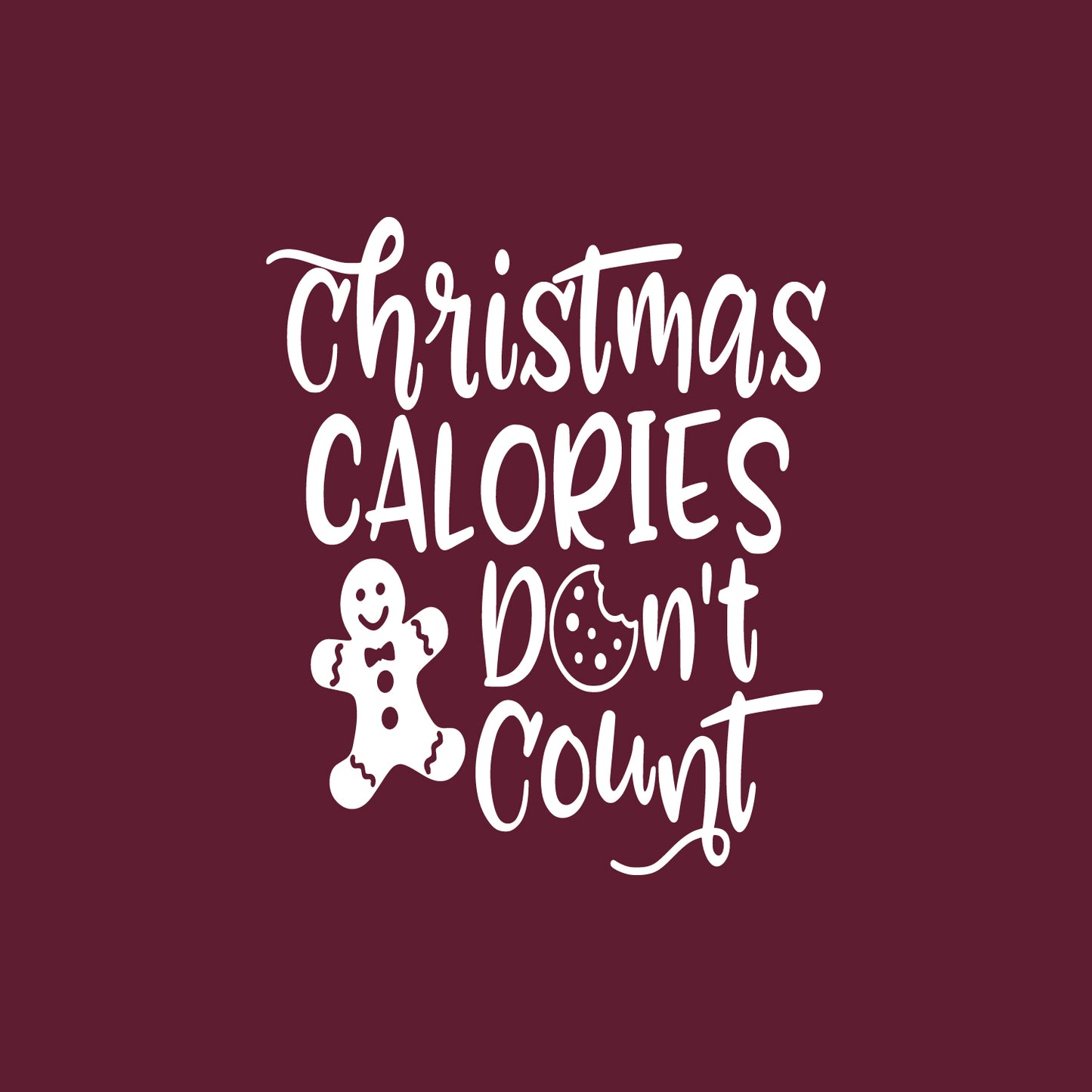 Vinyl Wall Art Decal - Christmas Calories Don't Count - 20" x 17" - Lovely Funny Christmas Season Quote Sticker for Home Kitchen Dining Room Restaurant Coffee Shop Storefront Holiday Decor