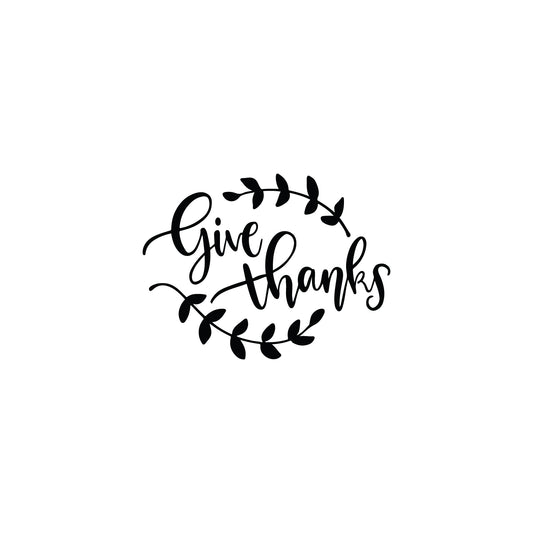 Vinyl Wall Art Decal - Give Thanks - 15" x 20" - Modern Inspirational Lovely Fall Season Quote Sticker for Home Living Room Kitchen Dining Room Office Coffee Shop Storefront Decor