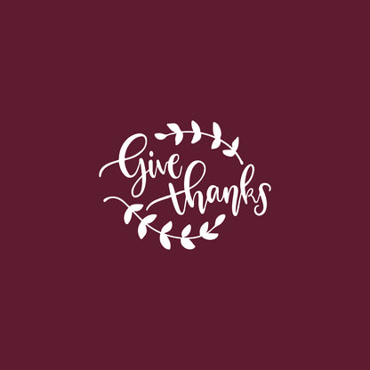 Vinyl Wall Art Decal - Give Thanks - 15" x 20" - Modern Inspirational Lovely Fall Season Quote Sticker for Home Living Room Kitchen Dining Room Office Coffee Shop Storefront Decor