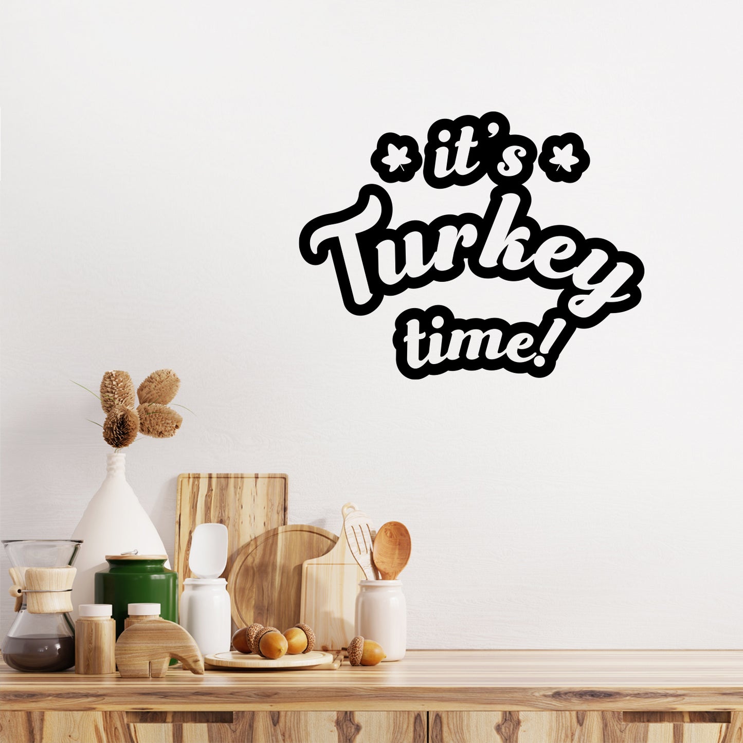 Vinyl Wall Art Decal - It's Turkey Time - 8.5" x 11" - Funny Lovely Inspiring Thanksgiving Quote Sticker for Home Living Room Kitchen Dining Room Coffee Shop Restaurant Storefront Decor