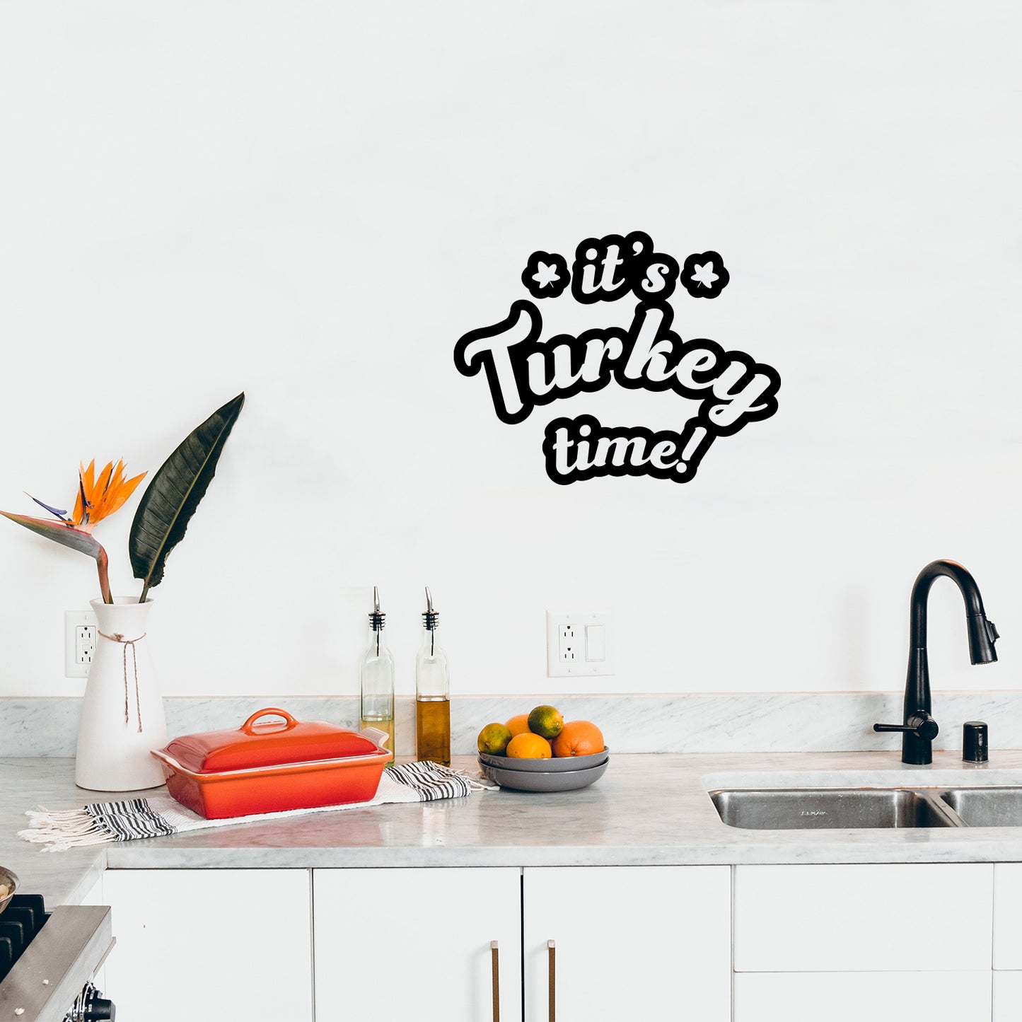 Vinyl Wall Art Decal - It's Turkey Time - 8.5" x 11" - Funny Lovely Inspiring Thanksgiving Quote Sticker for Home Living Room Kitchen Dining Room Coffee Shop Restaurant Storefront Decor